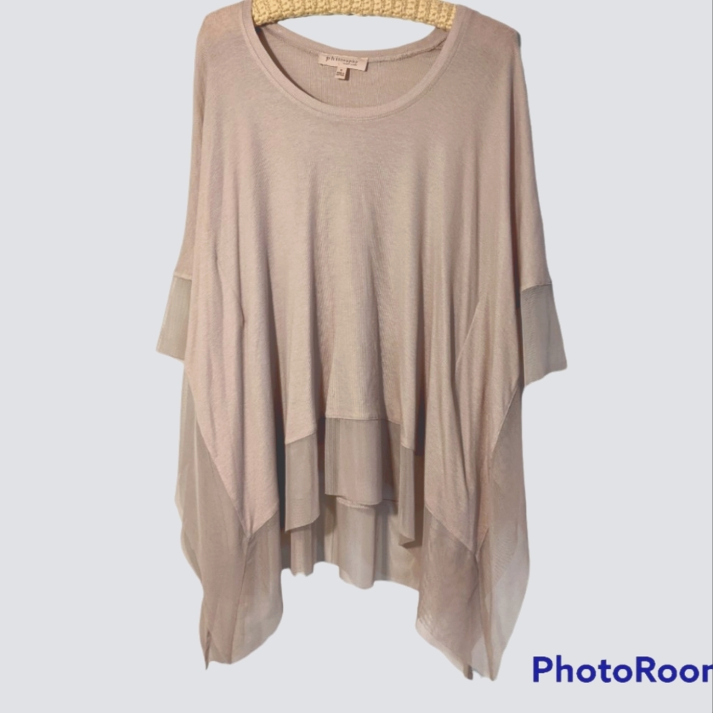 Philosophy Asymmetrical Dolman Ruffle Top Small